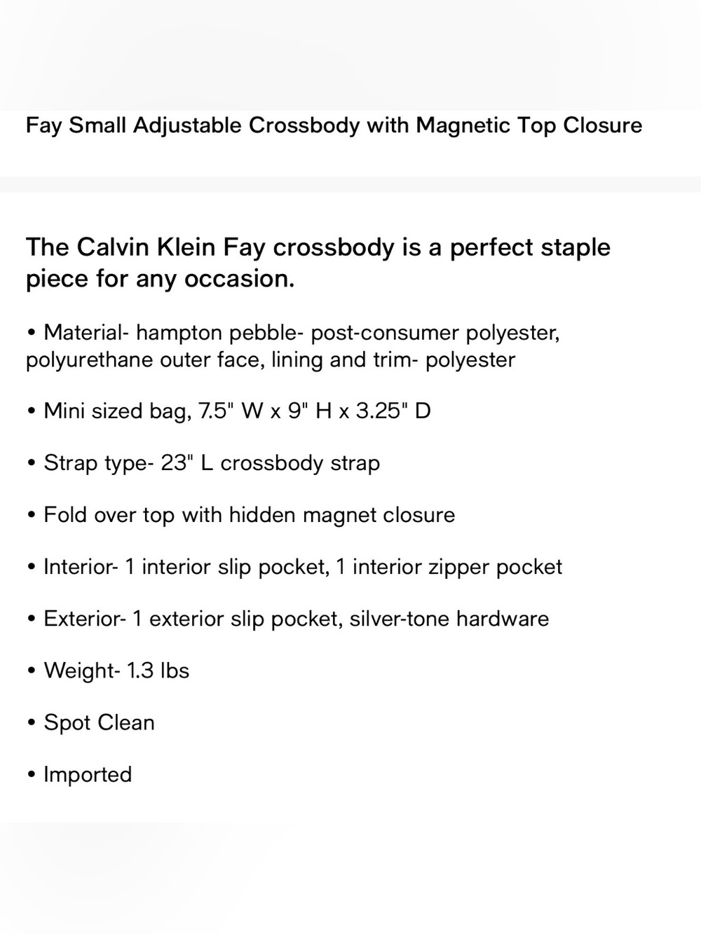 BNNW Calvin Klein Fay White Pebbled Crossbody Bag - Picture 6 of 6